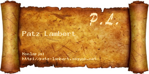 Patz Lambert névjegykártya